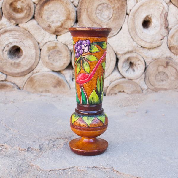 Hand-carved Wood Vessel - Flamingo