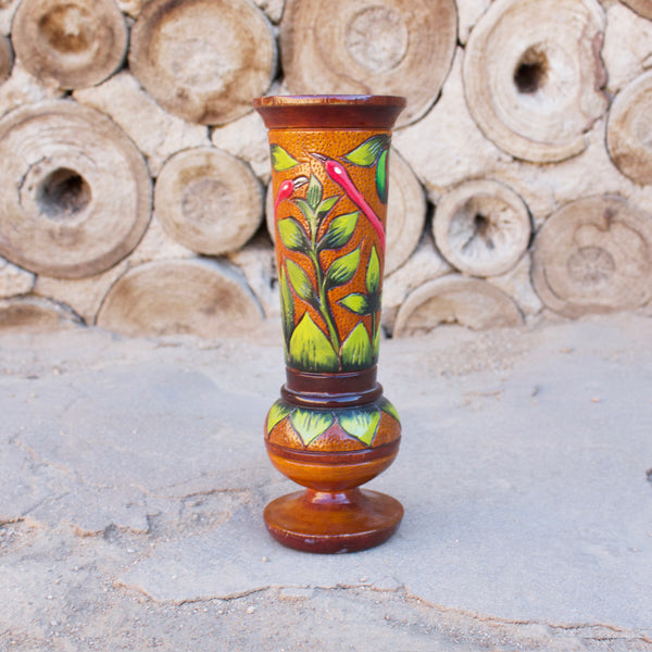 Hand-carved Wood Vessel - Flamingo