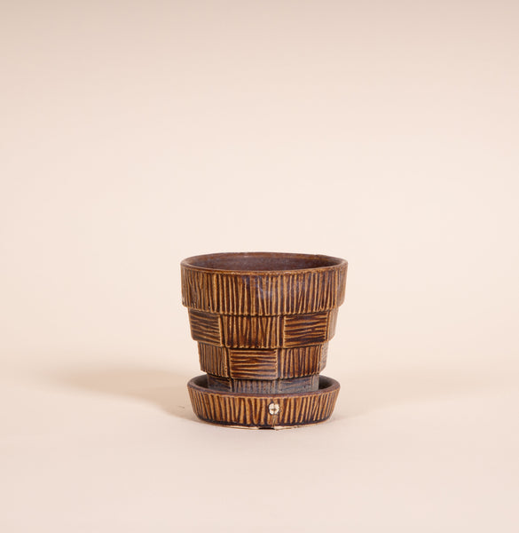 3" Vintage McCoy Basketweave Pot
