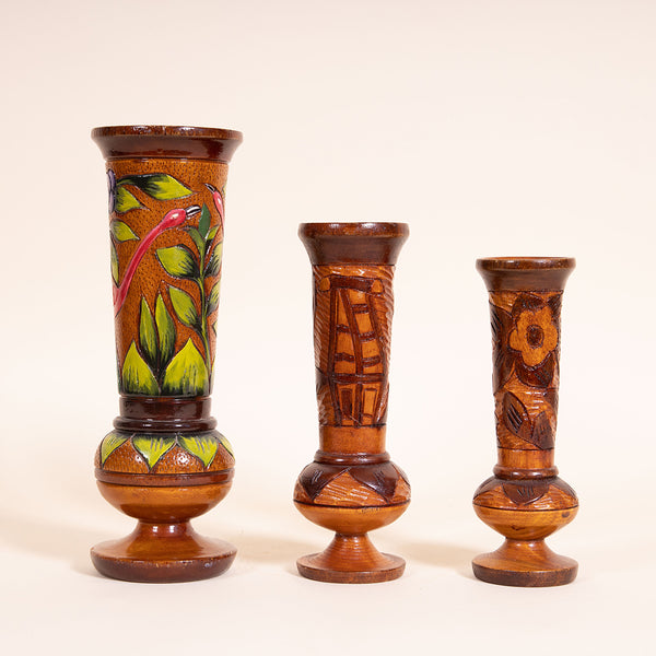 Hand-carved Wood Vessel - Flamingo