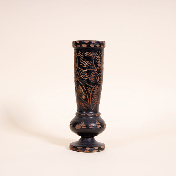 Hand-carved Wood Vessel - Black