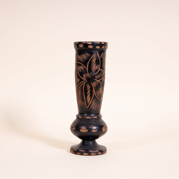 Hand-carved Wood Vessel - Black