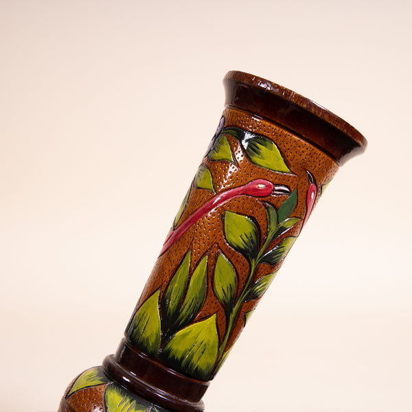 Hand-carved Wood Vessel - Flamingo