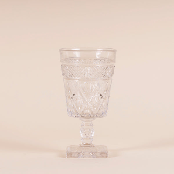 Vintage Clear Goblet Glass  Medium measures 3" x 5.25" Large measures 3.5" x 6.25"