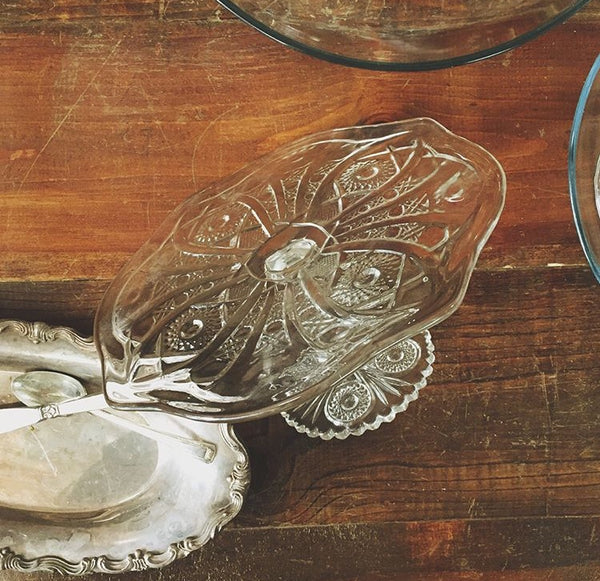 Scalloped Glass Cake Stand