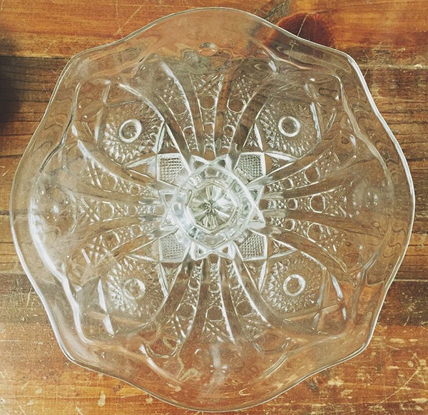 Scalloped Glass Cake Stand