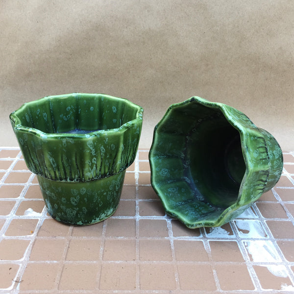 4.5" Vintage McCoy Green Wave Pot