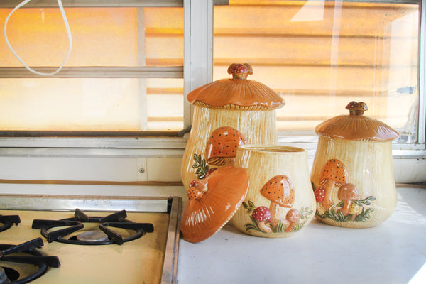 3-Piece Ceramic Mushroom Canisters