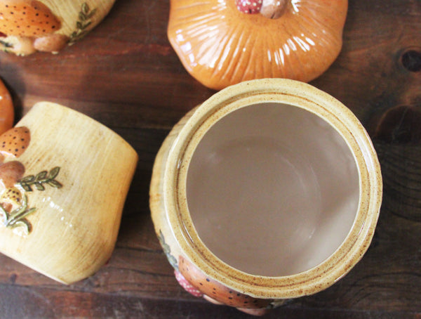 3-Piece Ceramic Mushroom Canisters