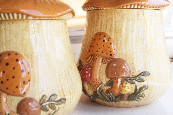 3-Piece Ceramic Mushroom Canisters