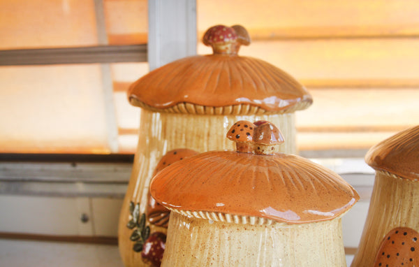 3-Piece Ceramic Mushroom Canisters