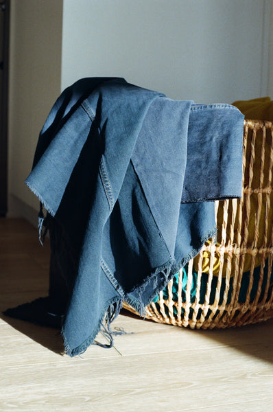 Overdyed Patch Blanket - Charcoal Blue
