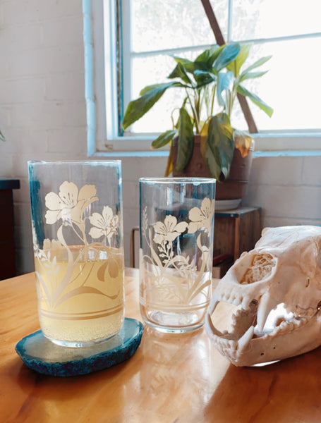Mid-century Modern Floral Highball Tumbler