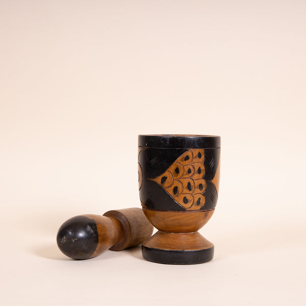 Hand-carved Wood Mortar & Pestle