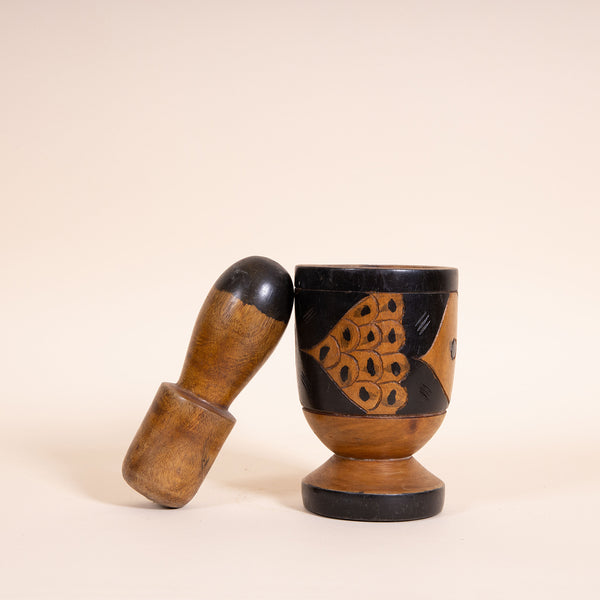 Hand-carved Wood Mortar & Pestle