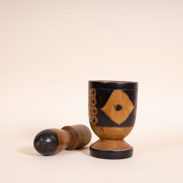 Hand-carved Wood Mortar & Pestle