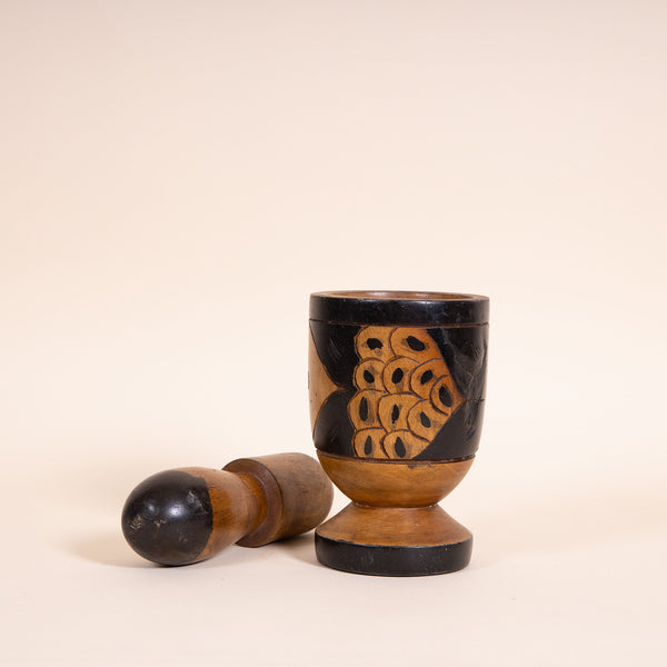 Hand-carved Wood Mortar & Pestle