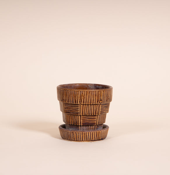 3" Vintage McCoy Basketweave Pot